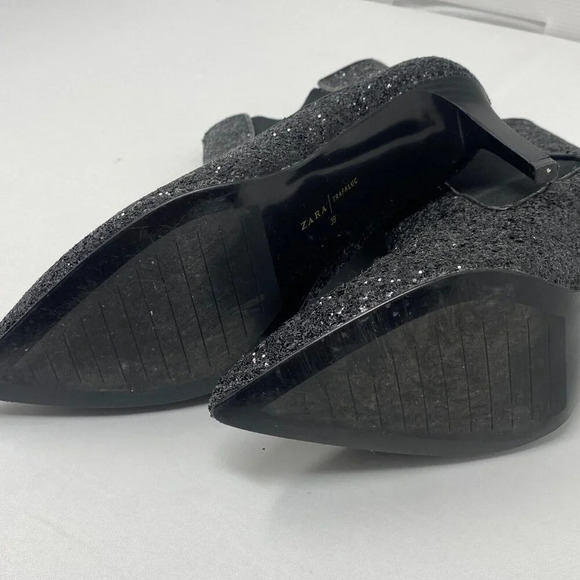 Zara Black Glitter Booties 39 - Picture 5 of 5